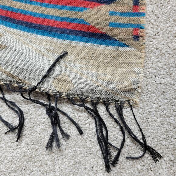 Mudd Womens Poncho Wrap Sweater Tan Aztec Fringe Southwestern Oversized Boho NEW - Picture 2 of 16